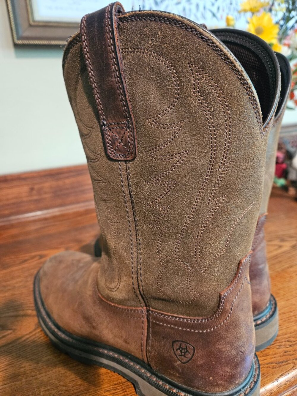 Ariat Groundbreaker Pull-On Western Work Boots Brown Leather Men’s Size 9D - Picture 11 of 12